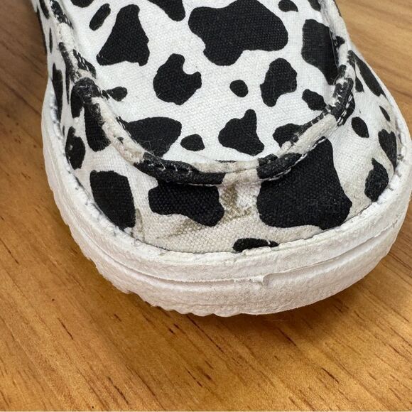 Hey Dude Wendy Milky Way Cow Print Canvas Slip On Shoes White Black Womens 6 - Picture 8 of 12